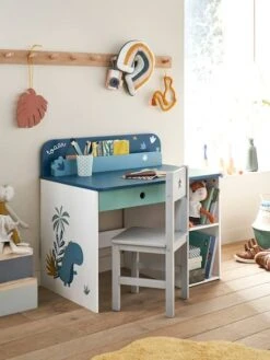 Bureau Maternelle ROAAR Blanc Moyen Uni Avec Decor - Vertbaudet -Meubles Pour Enfants bureau maternelle roaar 1