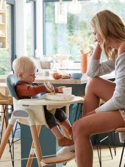 Chaise Haute évolutive 2 Hauteurs Vertbaudet High & Low Bleu - Vertbaudet -Meubles Pour Enfants chaise haute evolutive 2 hauteurs vertbaudet high low 4