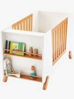 Lit Bébé Avec Barrière Amovible + Rangement Bibliothèque LIGNE PIROUETTE Blanc - Vertbaudet -Meubles Pour Enfants lit bebe avec barriere amovible rangement bibliotheque ligne pirouette 3