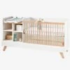 Lit Combiné 4 En 1 évolutif Avec Rangements Et Table à Langer COMBINID Blanc / Bois - Vertbaudet -Meubles Pour Enfants lit combine 4 en 1 evolutif avec rangements et table a langer combinid