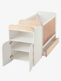 Lit Combiné évolutif Avec Rangements Et Table à Langer LIGNE ECLIPSE Blanc / Bois - Vertbaudet -Meubles Pour Enfants lit combine evolutif avec rangements et table a langer ligne eclipse 2