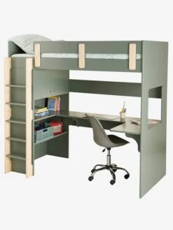Lit Mezzanine Avec Bureau Et Rangement LIGNE EVEREST Kaki - Vertbaudet -Meubles Pour Enfants lit mezzanine avec bureau et rangement ligne everest 5