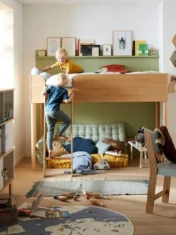 Lit Mi-hauteur LIGNE CONFETTI NATURE Marron - Vertbaudet -Meubles Pour Enfants lit mi hauteur ligne confetti nature 3