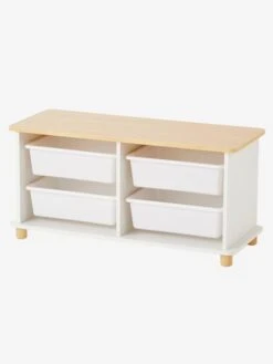 Meuble De Rangement + 4 Bacs LIGNE PTILOU Blanc/bois - Vertbaudet -Meubles Pour Enfants meuble de rangement 4 bacs ligne ptilou 2