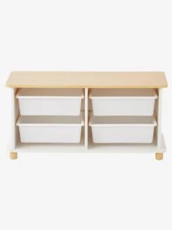 Meuble De Rangement + 4 Bacs LIGNE PTILOU Blanc/bois - Vertbaudet -Meubles Pour Enfants meuble de rangement 4 bacs ligne ptilou 3