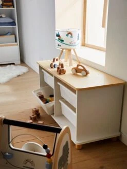 Meuble De Rangement + 4 Bacs LIGNE PTILOU Blanc/bois - Vertbaudet -Meubles Pour Enfants meuble de rangement 4 bacs ligne ptilou 4