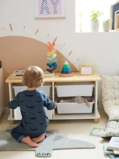 Meuble De Rangement + 4 Bacs LIGNE PTILOU Blanc/bois - Vertbaudet -Meubles Pour Enfants meuble de rangement 4 bacs ligne ptilou 5
