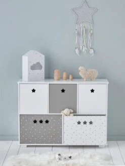 Meuble De Rangement 5 Bacs LIGNE SIRIUS Blanc/gris - Vertbaudet -Meubles Pour Enfants meuble de rangement 5 bacs ligne sirius 2