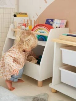 Meuble De Rangement Mixte étagère + Bacs LIGNE PTILOU Blanc/bois - Vertbaudet -Meubles Pour Enfants meuble de rangement mixte etagere bacs ligne ptilou 3