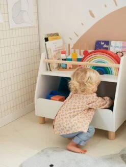 Meuble De Rangement Mixte étagère + Bacs LIGNE PTILOU Blanc/bois - Vertbaudet -Meubles Pour Enfants meuble de rangement mixte etagere bacs ligne ptilou 5