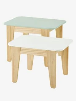 Tables Gigognes Gris Vert/bois + Blanc/bois - Vertbaudet -Meubles Pour Enfants tables gigognes 2