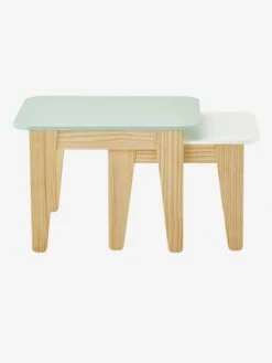 Tables Gigognes Gris Vert/bois + Blanc/bois - Vertbaudet -Meubles Pour Enfants tables gigognes 3
