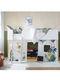 Tente De Lit Jungle Imaginaire Blanc Clair Uni Avec Decor - Vertbaudet -Meubles Pour Enfants tente de lit jungle imaginaire 2